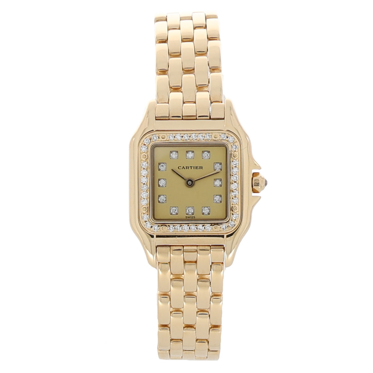 Cartier Panthère Lady in Gold 18K Factory Diamond Setting 1990's Vinateg Watch