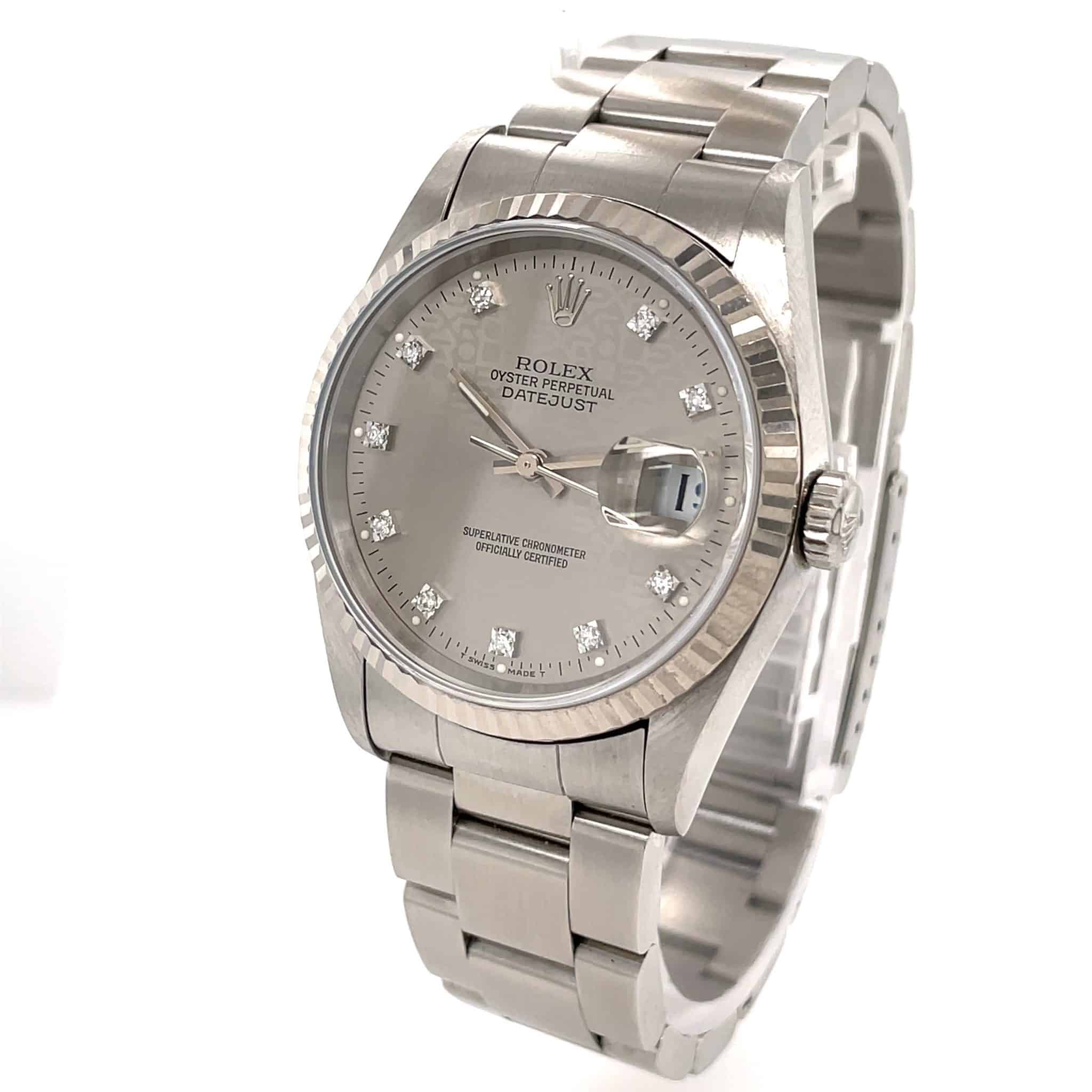 Rolex Datejust 36 Ref.16234 Stahl/WG750 Diamanten UNPOLISHED 1. Hand Full Set 2000