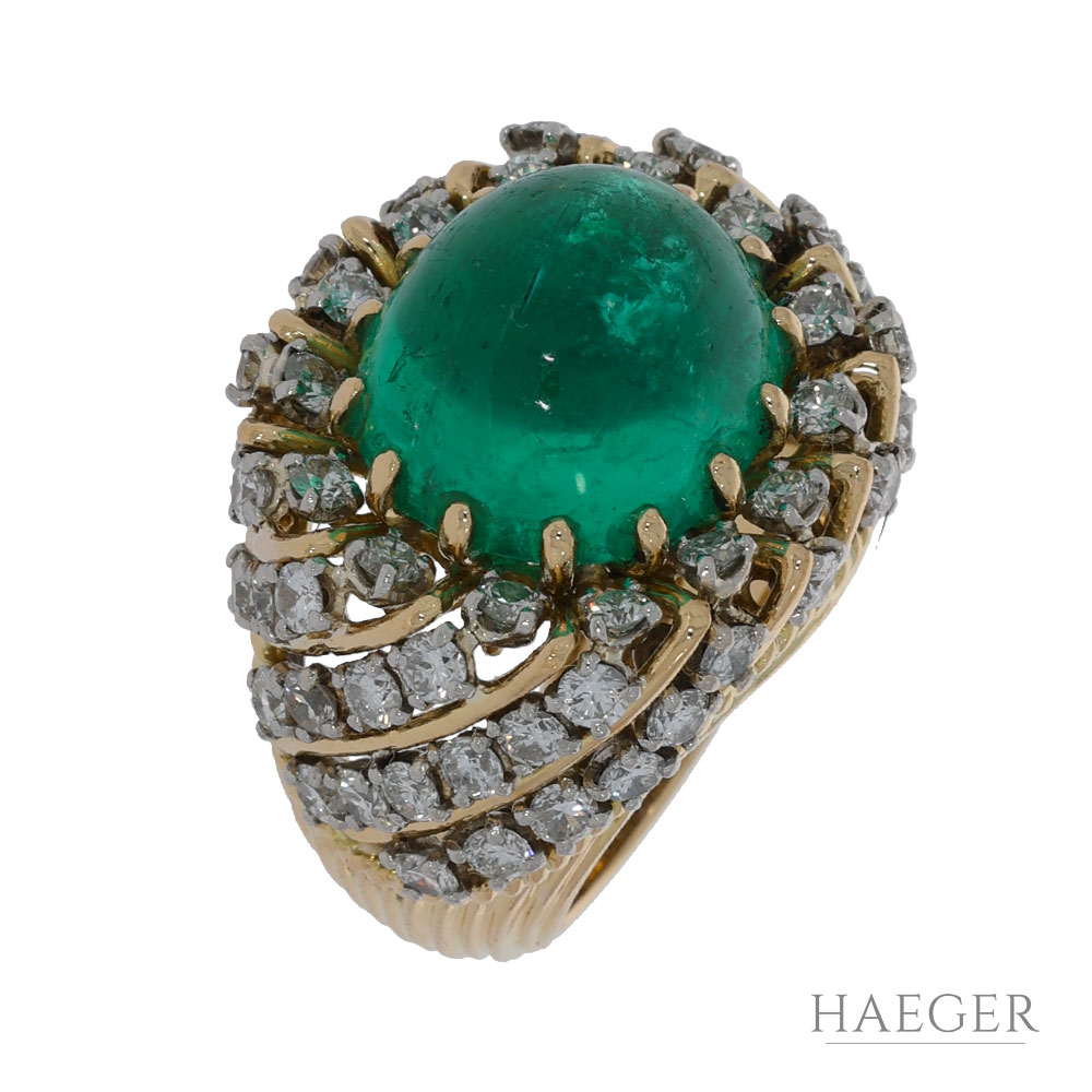 Smaragd Ring Gr.53 Gelbgold 750 / 18K mit 1,7ct Diamanten