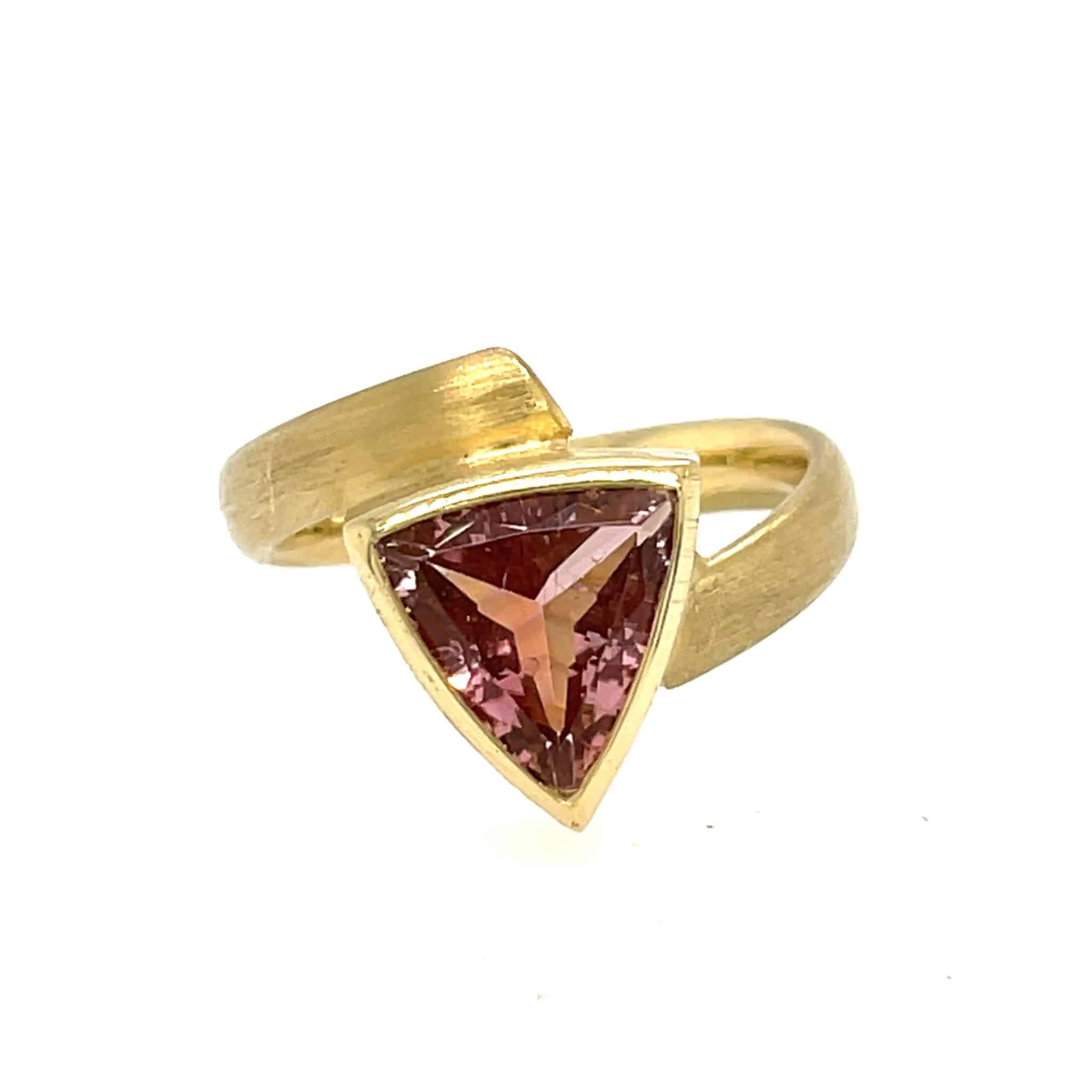 Rosa Turmalin Ring Gr. 53 Gold Ring Gelbgold 750/ 18K