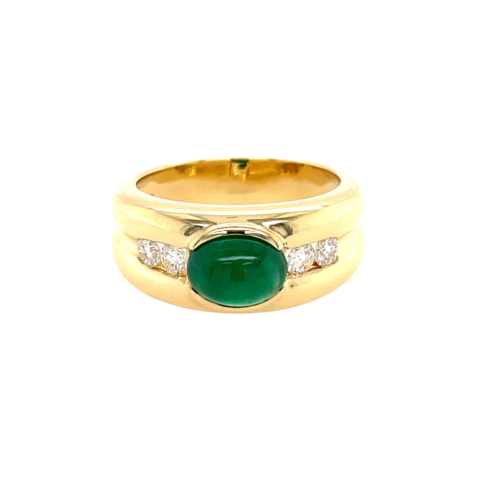 Smaragd Ring Gr.55 ca. 0,20 ct Diamanten Gelbgold 750/ 18K