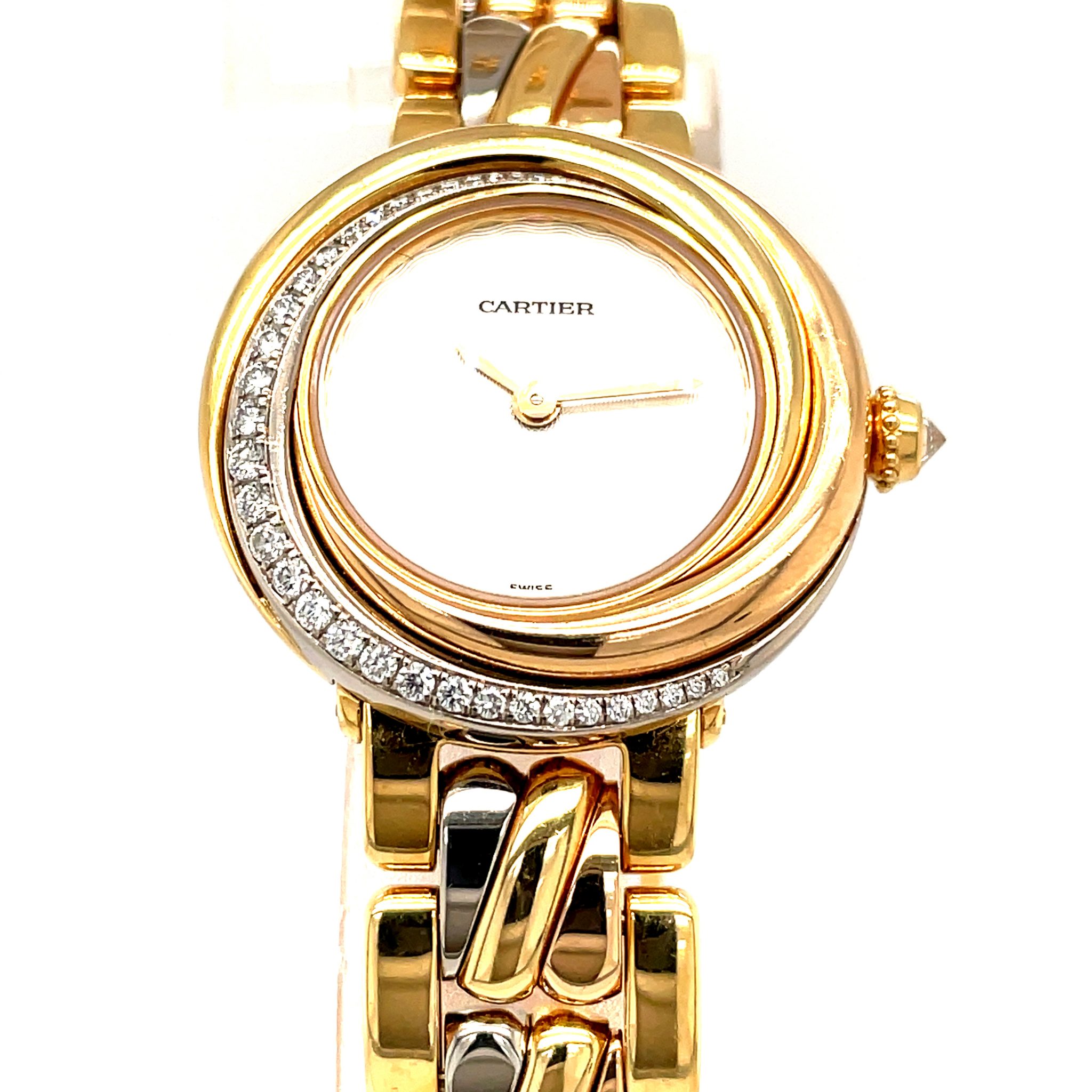 Cartier Montres Trinity Ref. 2357 750 Tricolor Watch ca. 1990, Factory Diamond