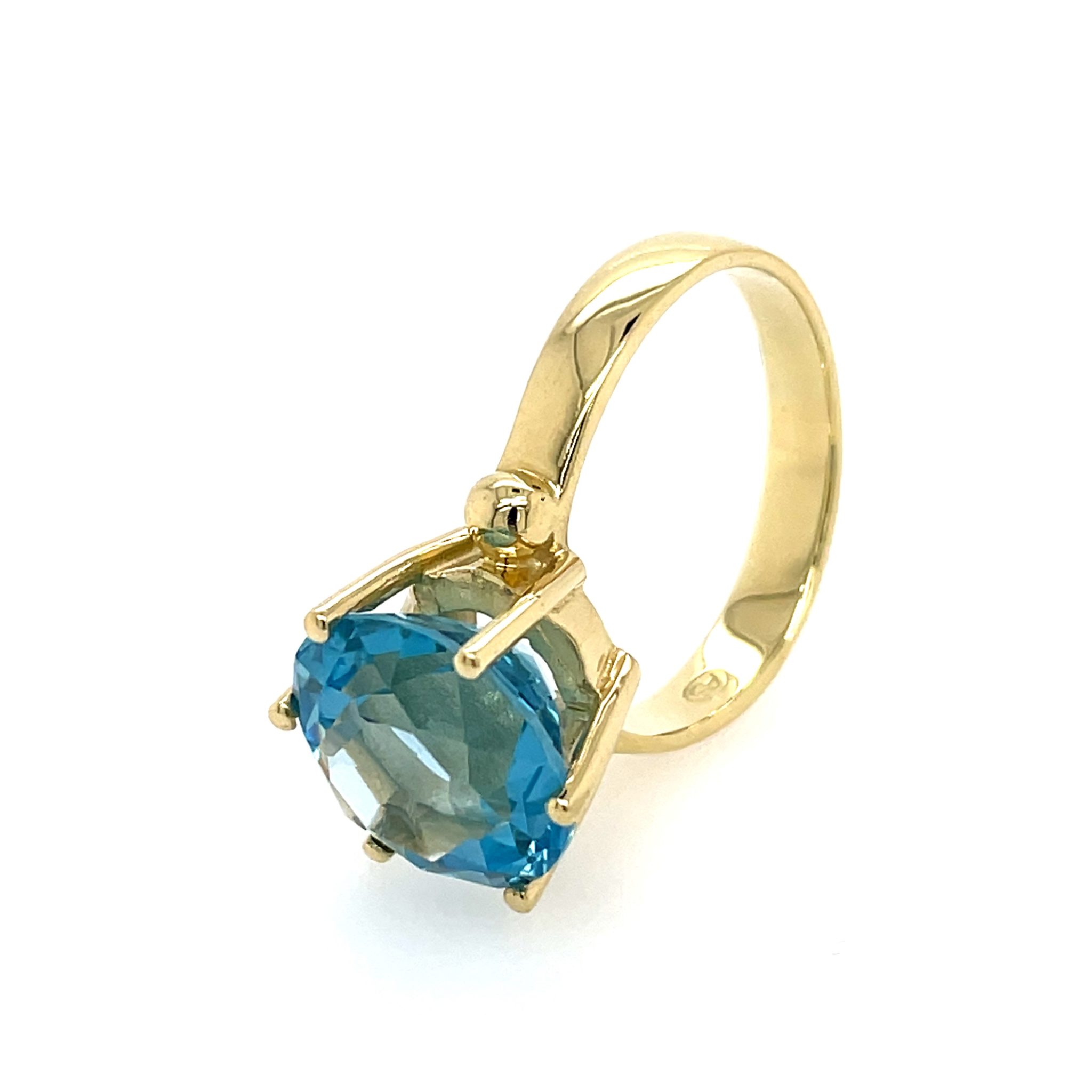 Solitärring Blautopaz Edelstein kaufen - Gelbgold 14K Juwelier Haeger Ring 585