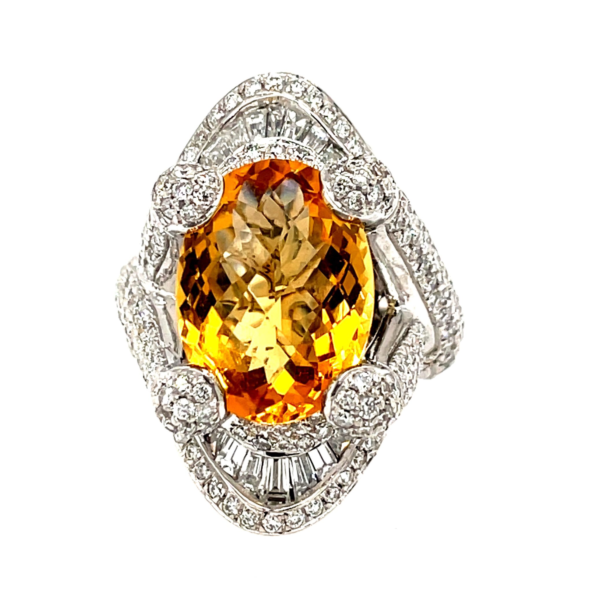 Citrin Cocktail Ring Gr. 56 ca. 3,44 ct Diamanten Weißgold 750/ 18K
