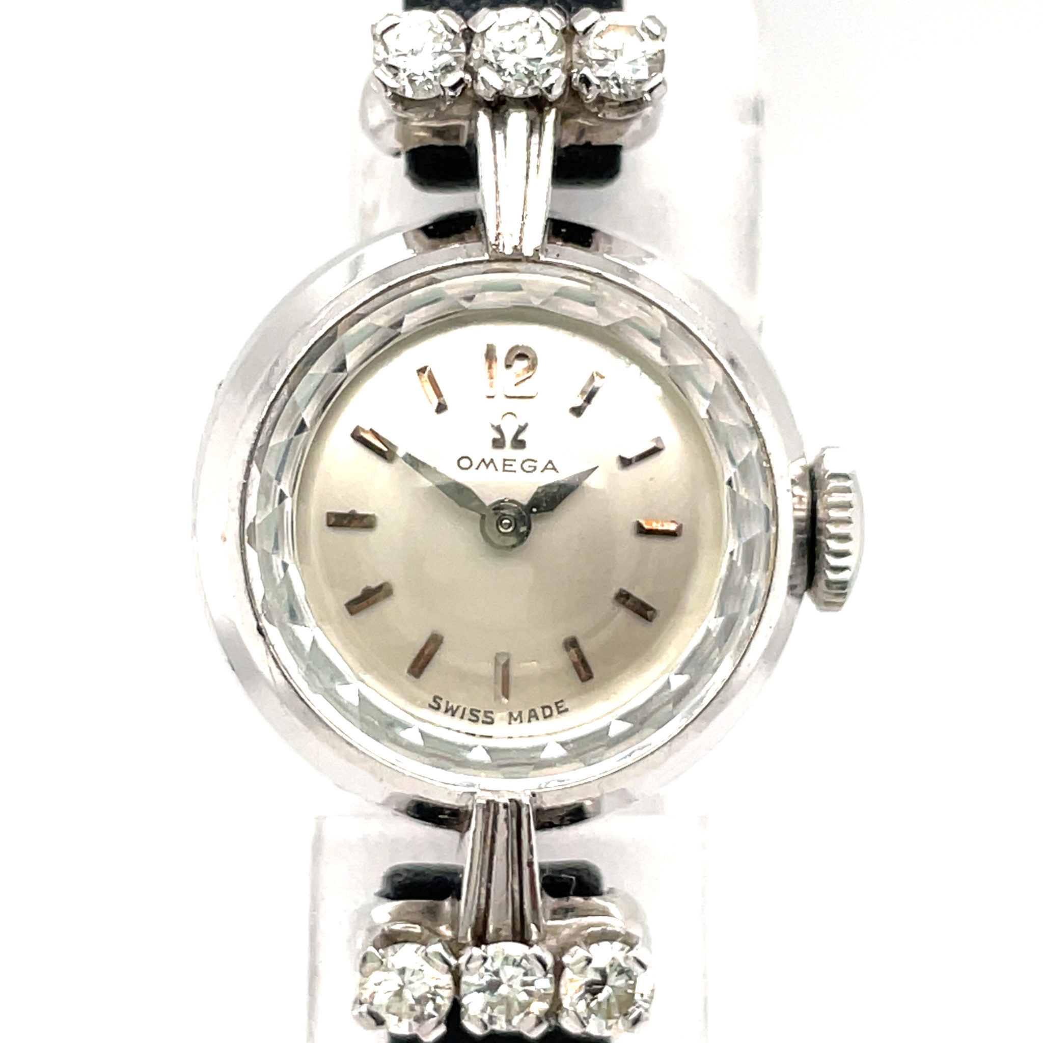 Omega Platinum Vintage Watch 1950s Diamonds Cal. 481, manual wind