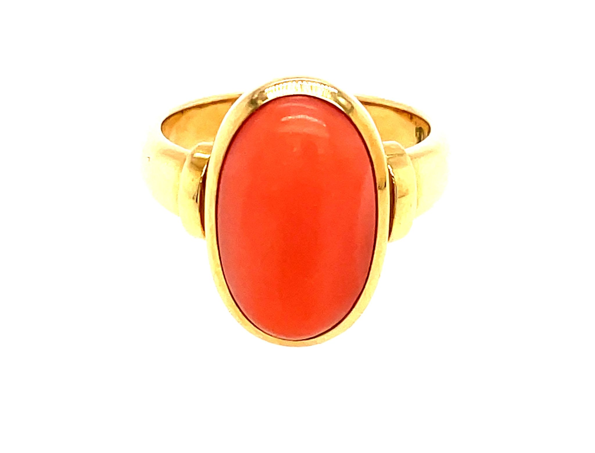 Korallen Ring Gr. 57 Gelbgold 750/ 18K