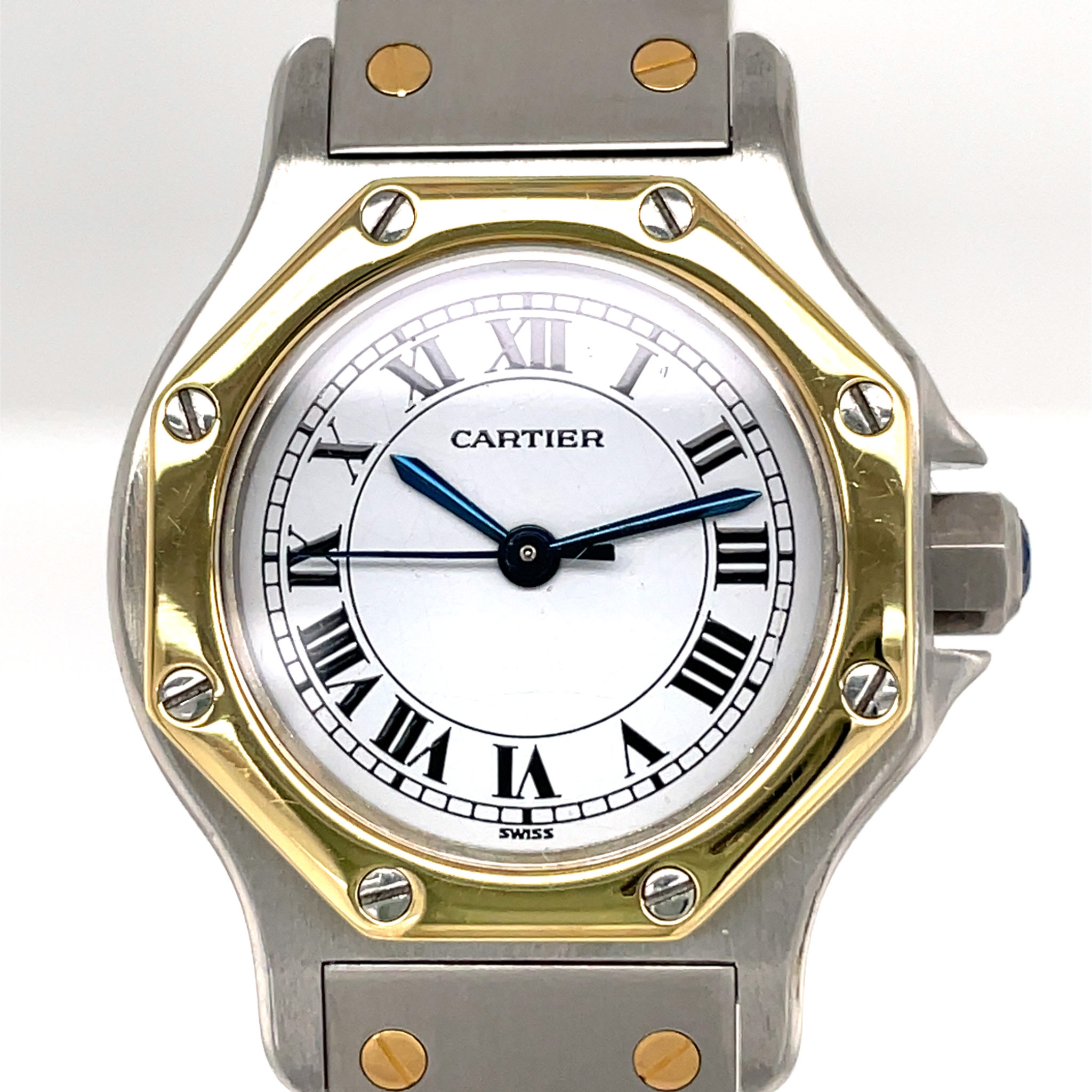 Cartier Santos Ronde Ref. 0907 18k Gold Automatik Stahl/Gold fully serviced 04/2022