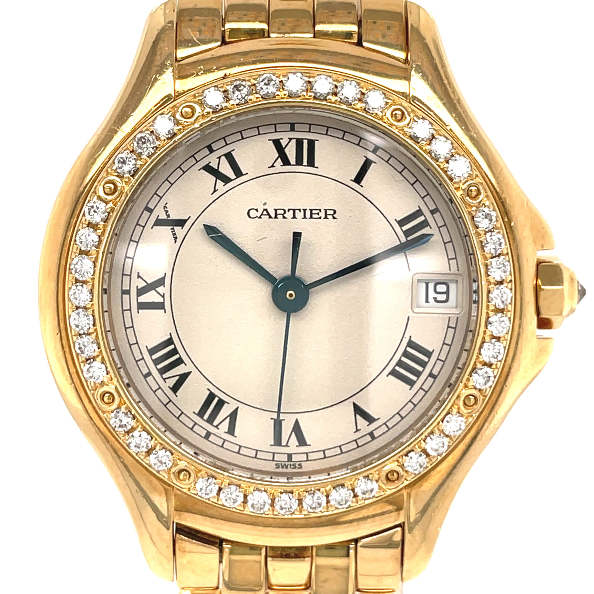 Cartier Cougar Ref. 887907 Vintage Diamond Factory Setting 26mm Top Zustand