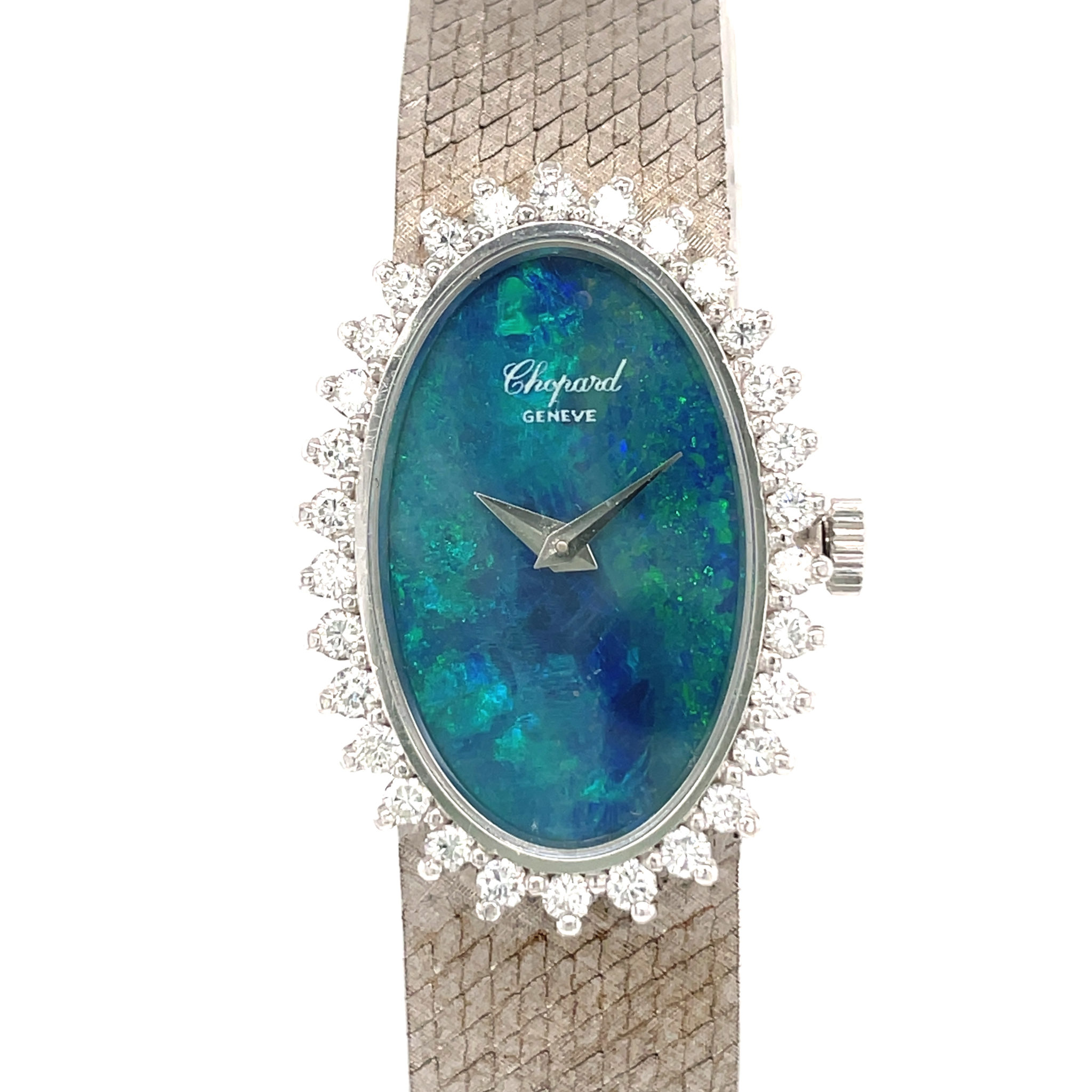 Chopard Ladys 18 K White Gold, Diamond, Opal Watch, Vintage, manual wind