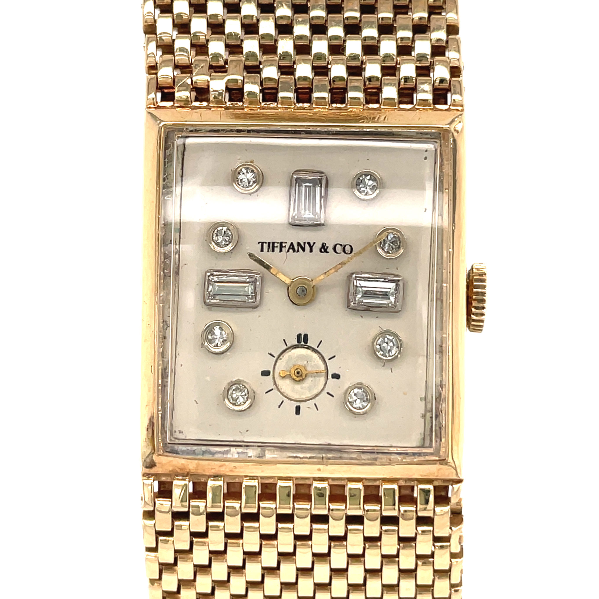 Tiffany & Co. 1950s Gold 14k Muralt Watch Company Movement, Diamonds