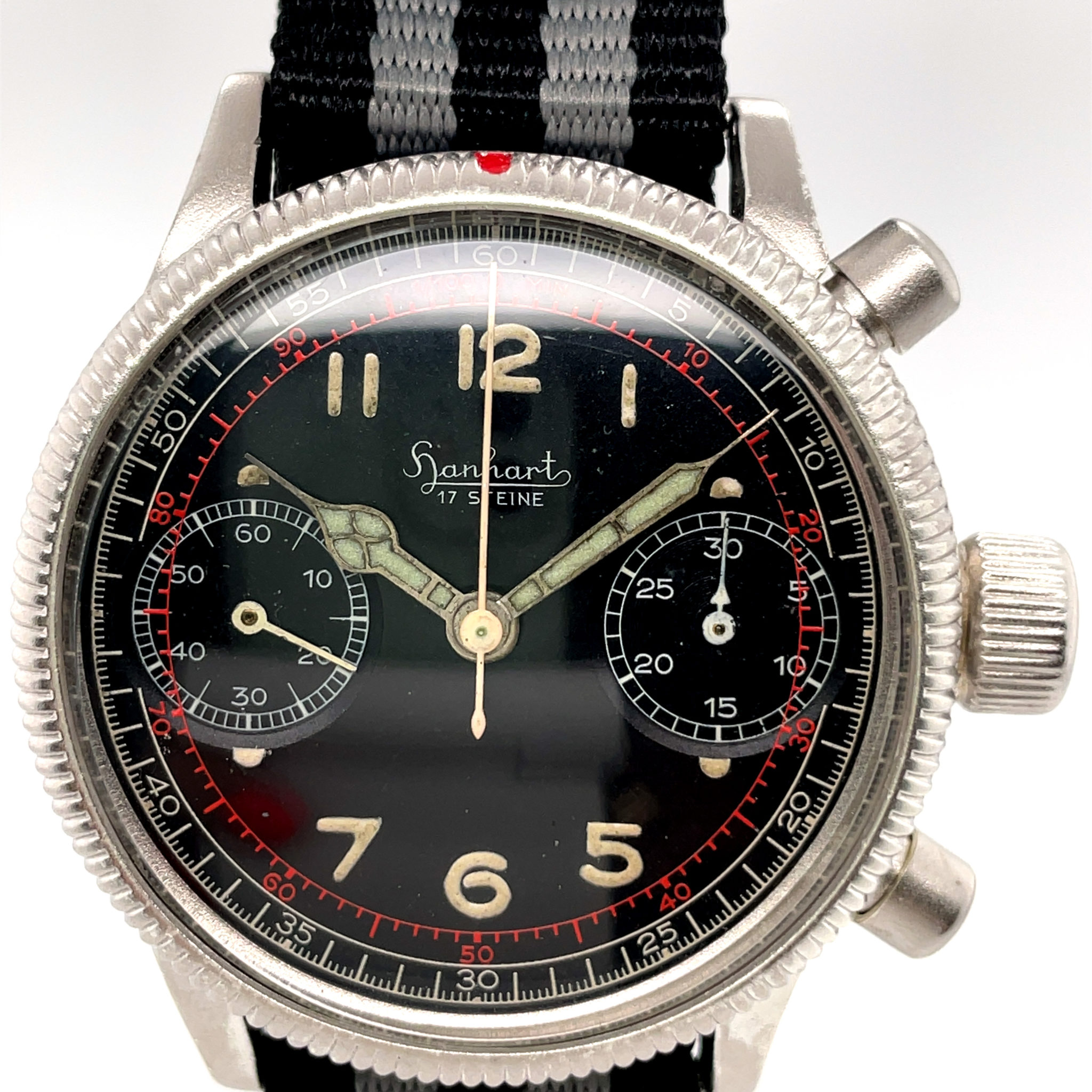 Hanhart Flyback Pilots Vintage Chronograph 1940s WW2, Cal. 41 Full Serviced