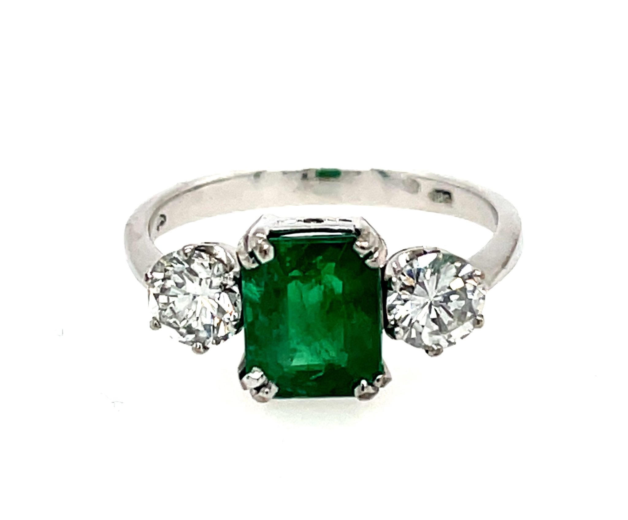 Smaragd Ring ca. 1,60 ct Gr.54 ca. 0,35 ct Diamanten Weißgold 585/ 14K