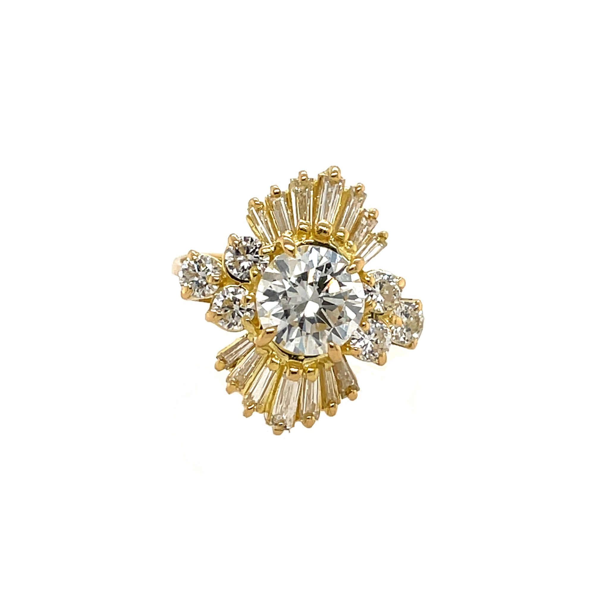 Diamanten Ring Gr. 48 ca. 3,15 ct Diamanten Gelbgold 750/ 18K