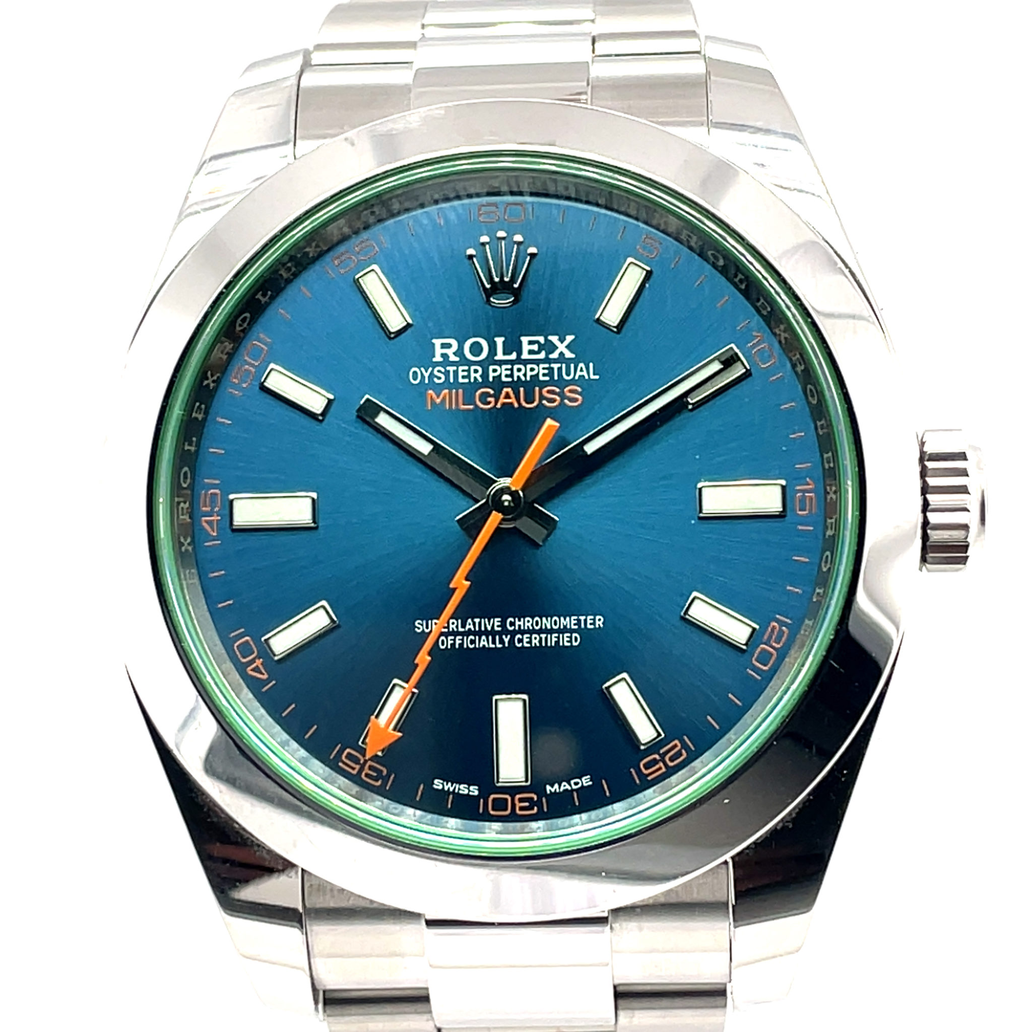 Rolex Milgauss Ref. 116400GV 07/2021 blaues Zifferblatt Full Set