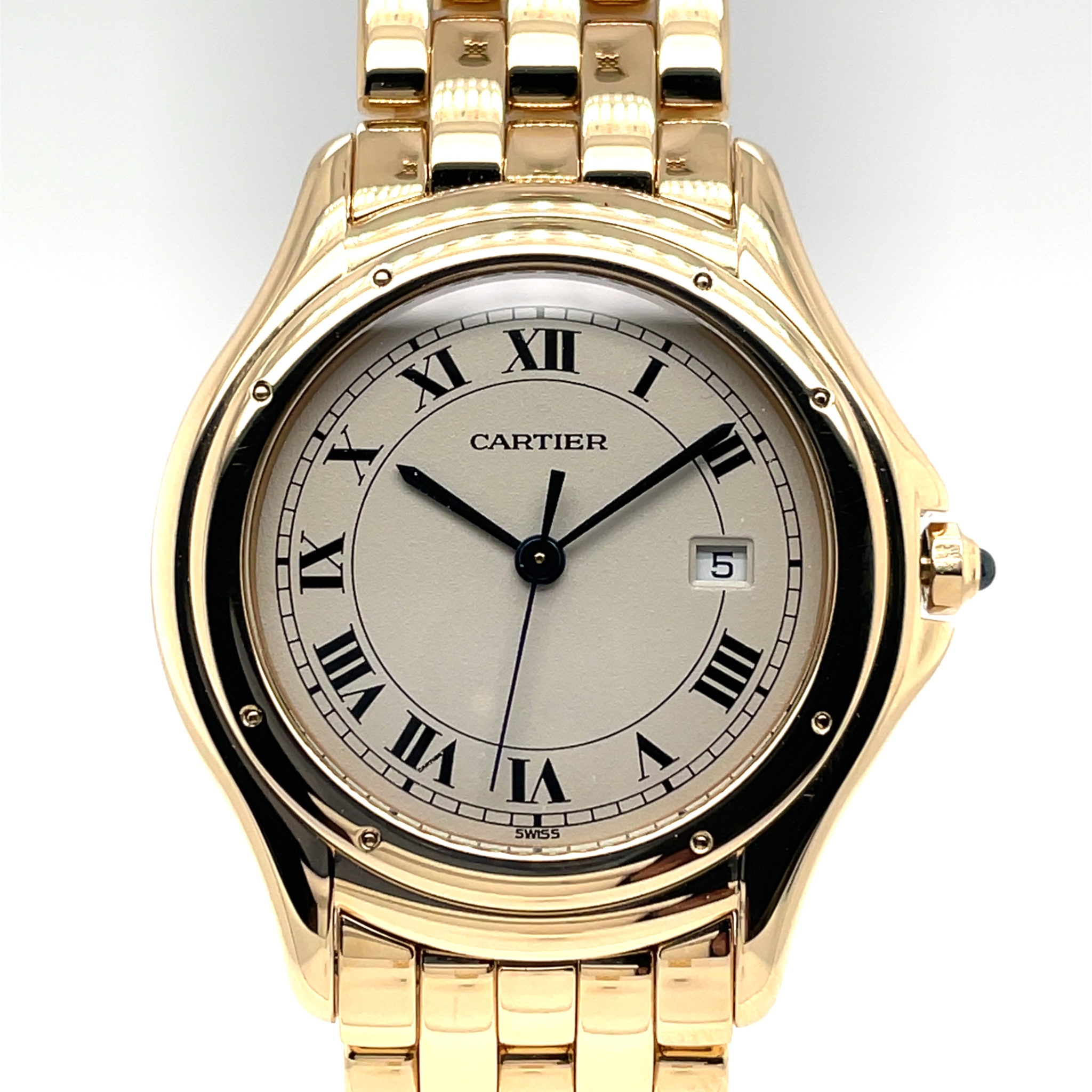 Cartier Cougar Ref. 887920 Gold 18K, Quarz 1994 Full Set almost NOS, ungetragen