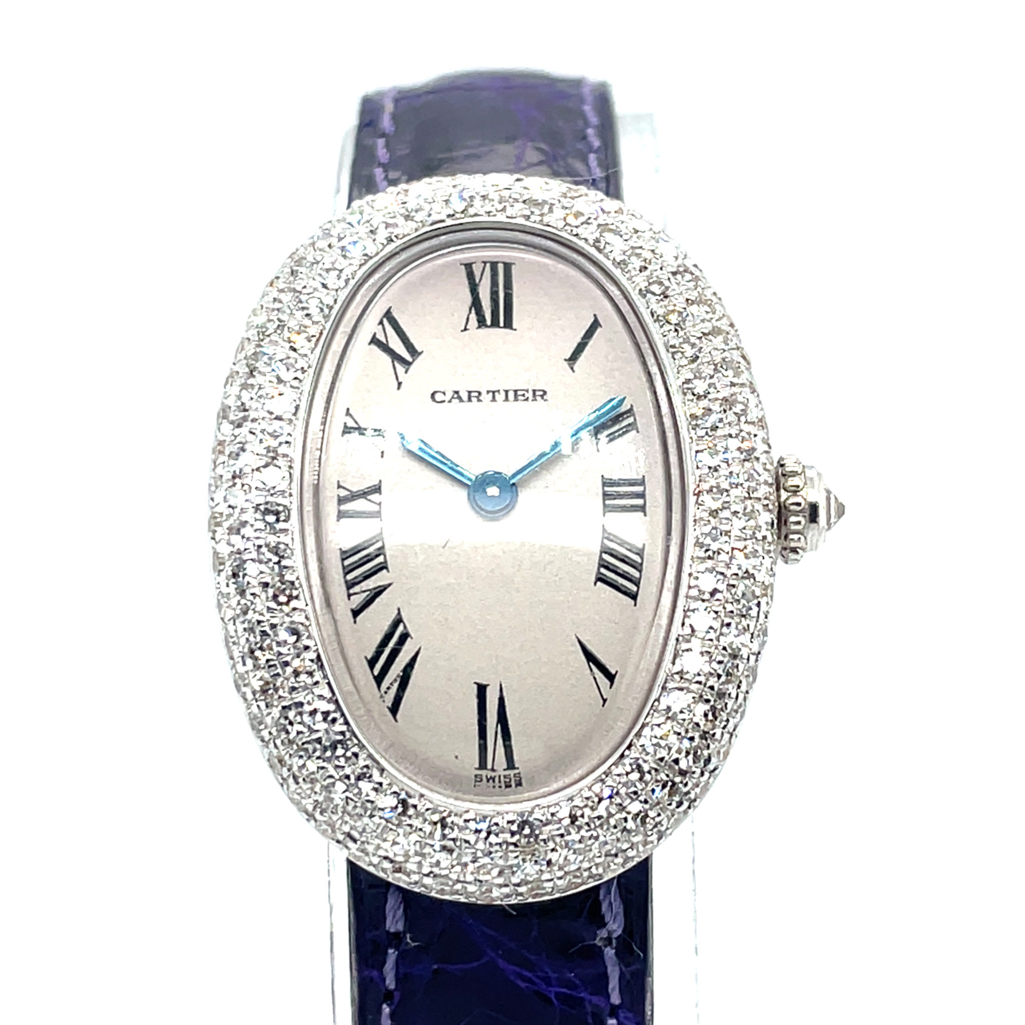 Cartier Baignoire Lady white gold Diamond Watch Ref. 8660-44 factory setting 1989 Papers