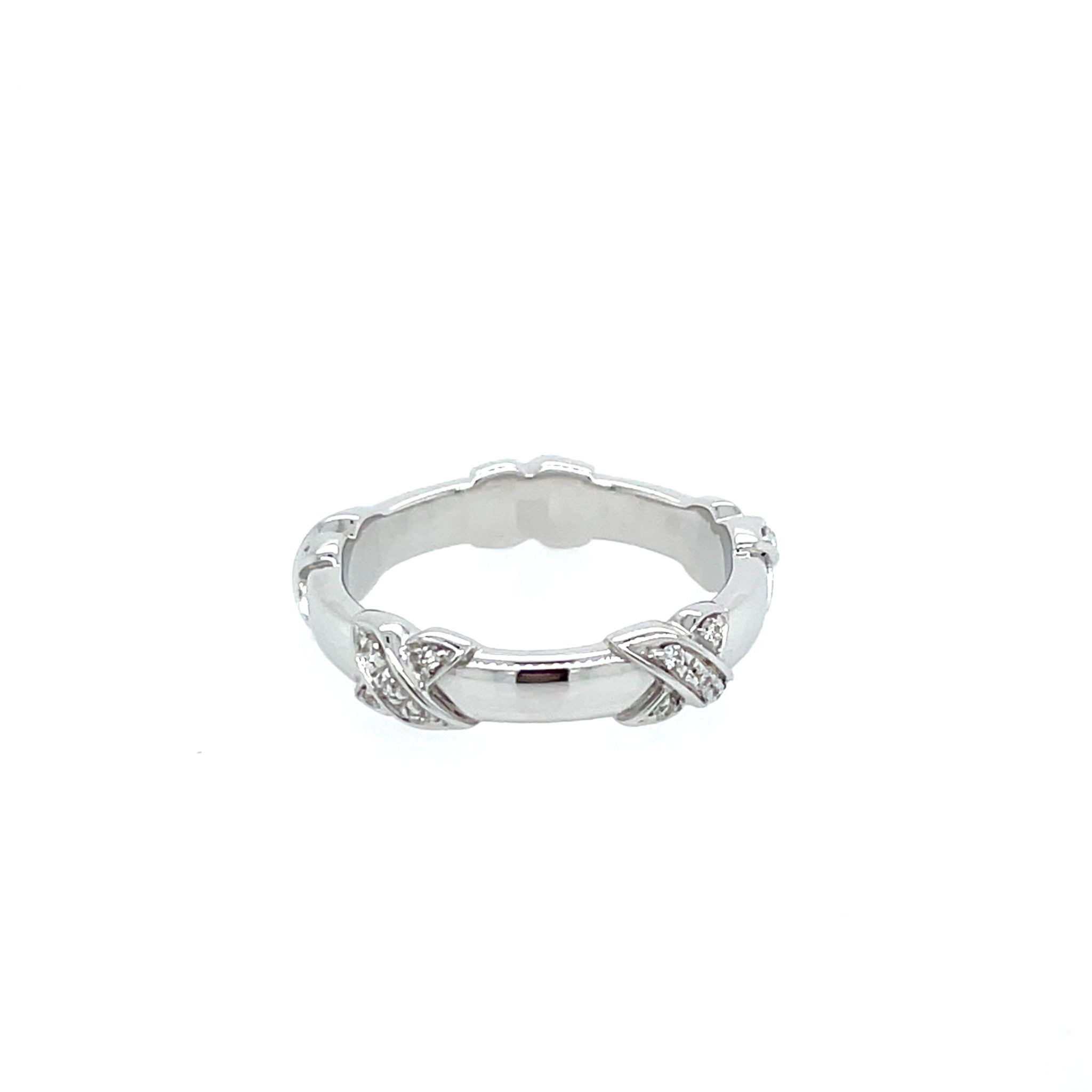 Tiffany & Co. "X" Ring Gr. 54,5 ca. 0,20 ct Diamanten Weißgold 750/ 18K