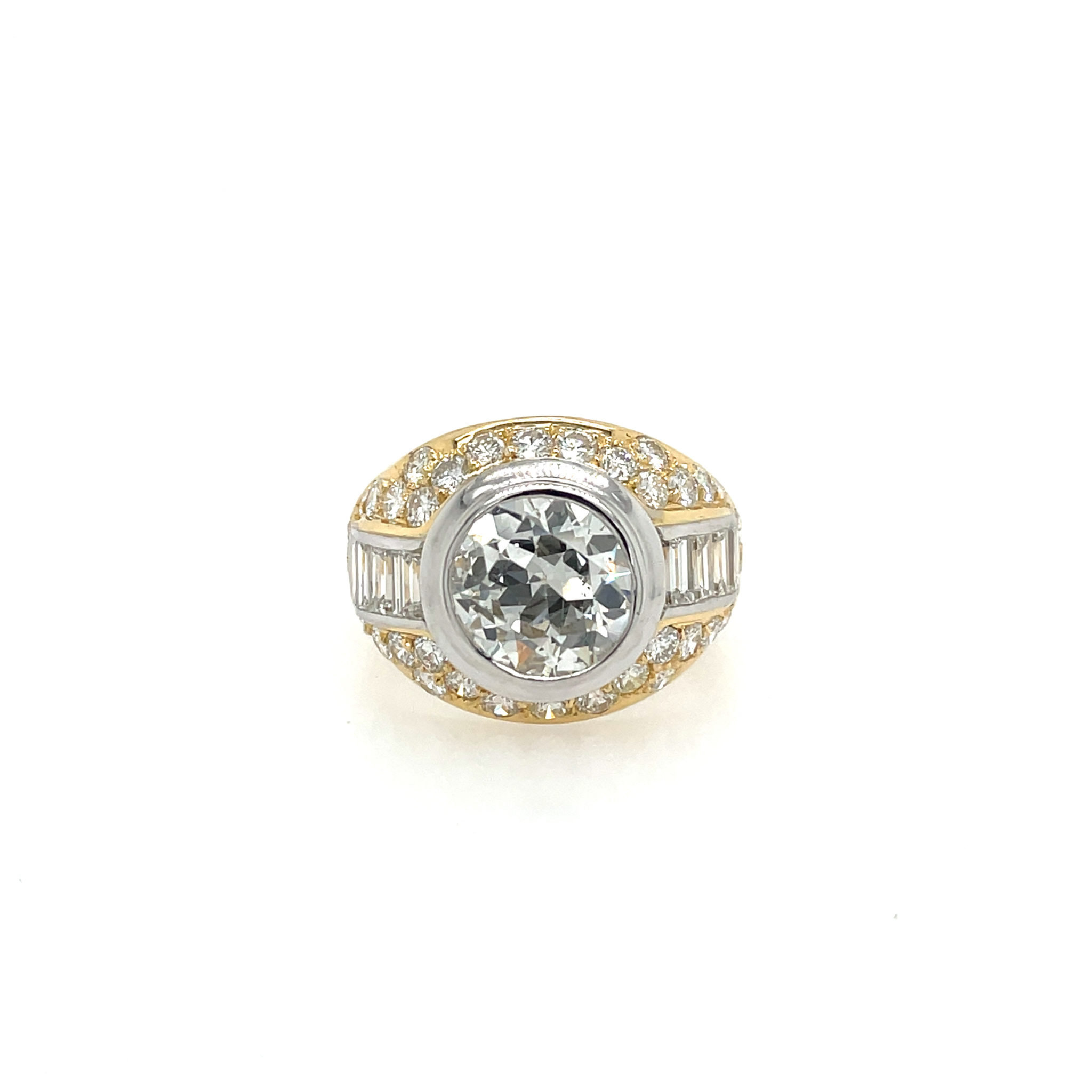 Juwelenring Gr. 58,5 ca. 4 ct Diamanten Bicolor 750/ 18K