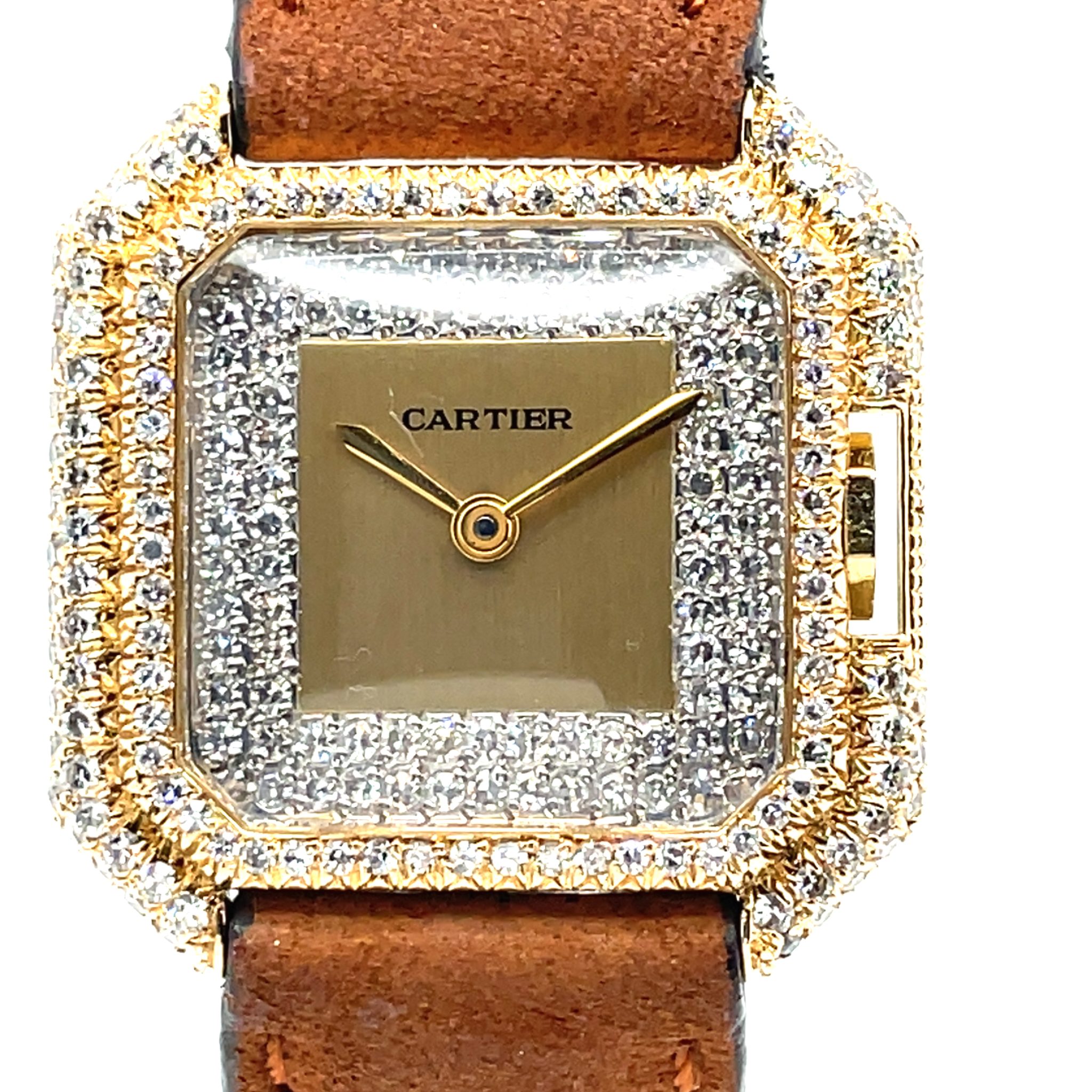 Cartier 18k Ceinture Ref. 7810 1980 Gold 18K Diamond watch Factory setting 