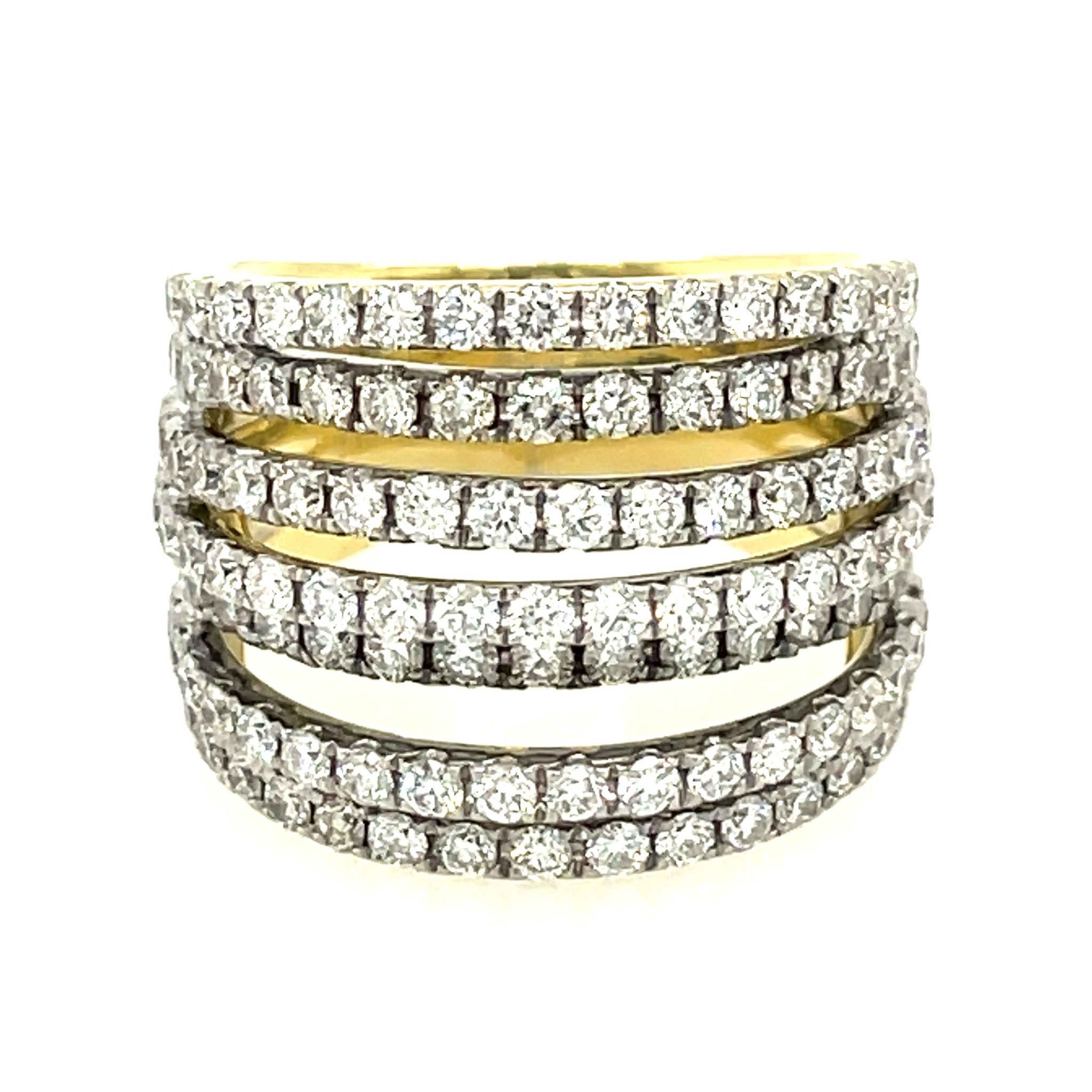 Pavée Ring Gr. 52 ca. 3,4 ct Diamanten Gelbgold 750/ 18K