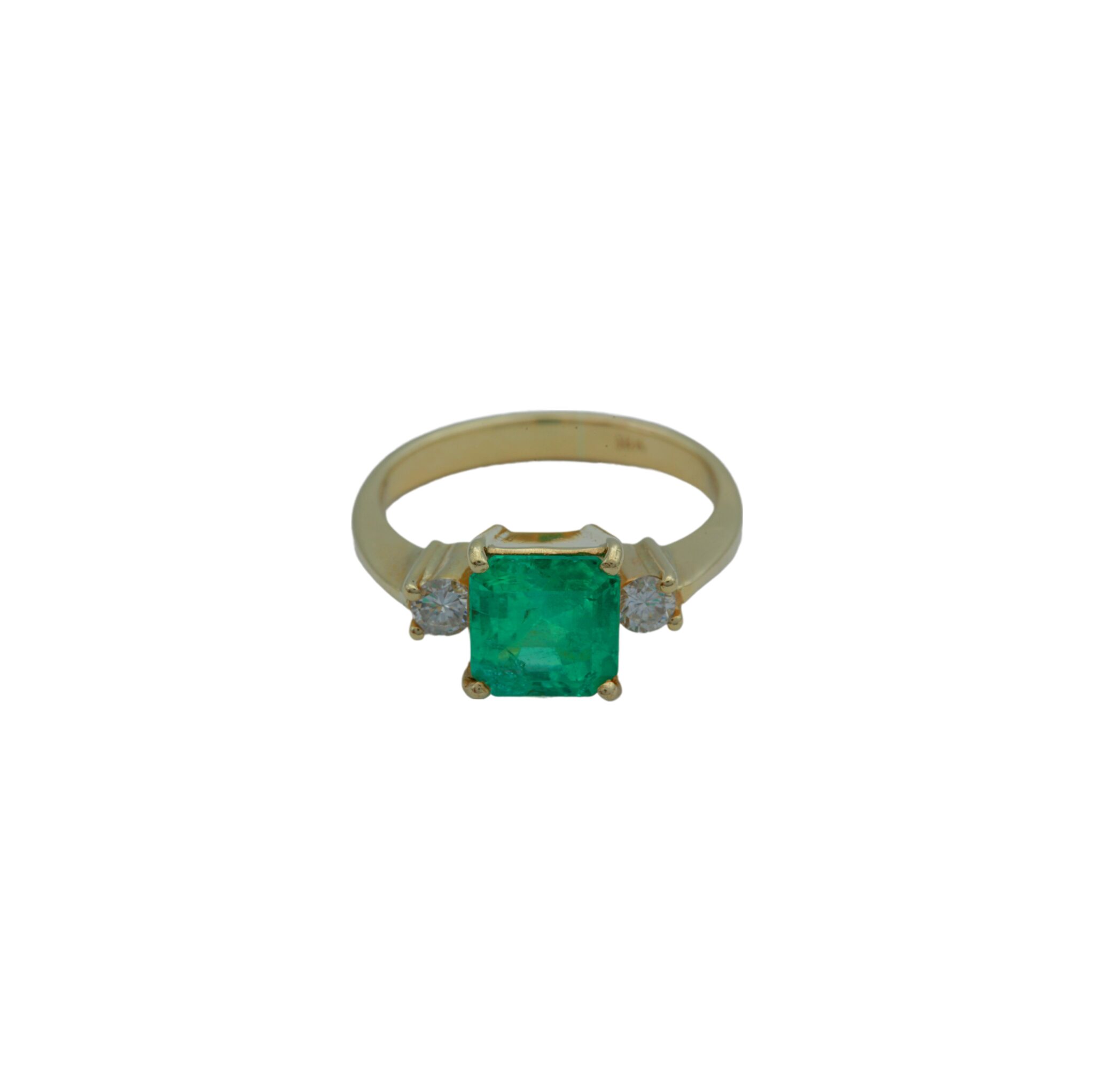 Kolumbianischer Smaragd Ring Gelbgold 750 / 18K mit Diamanten
