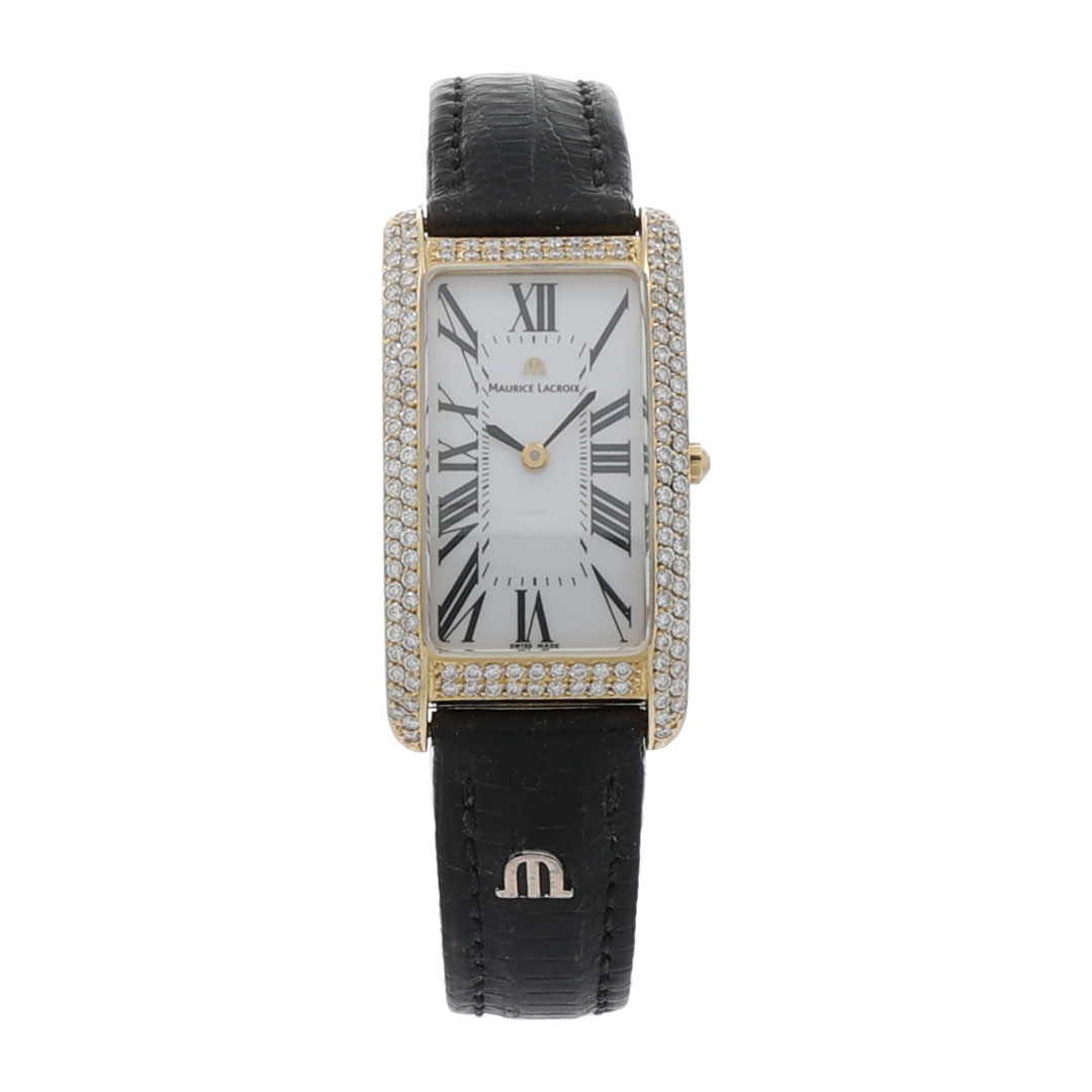 Maurice Lacroix Square Gold 18K Diamond Watch Full Pavée 1 ct TW/vs
