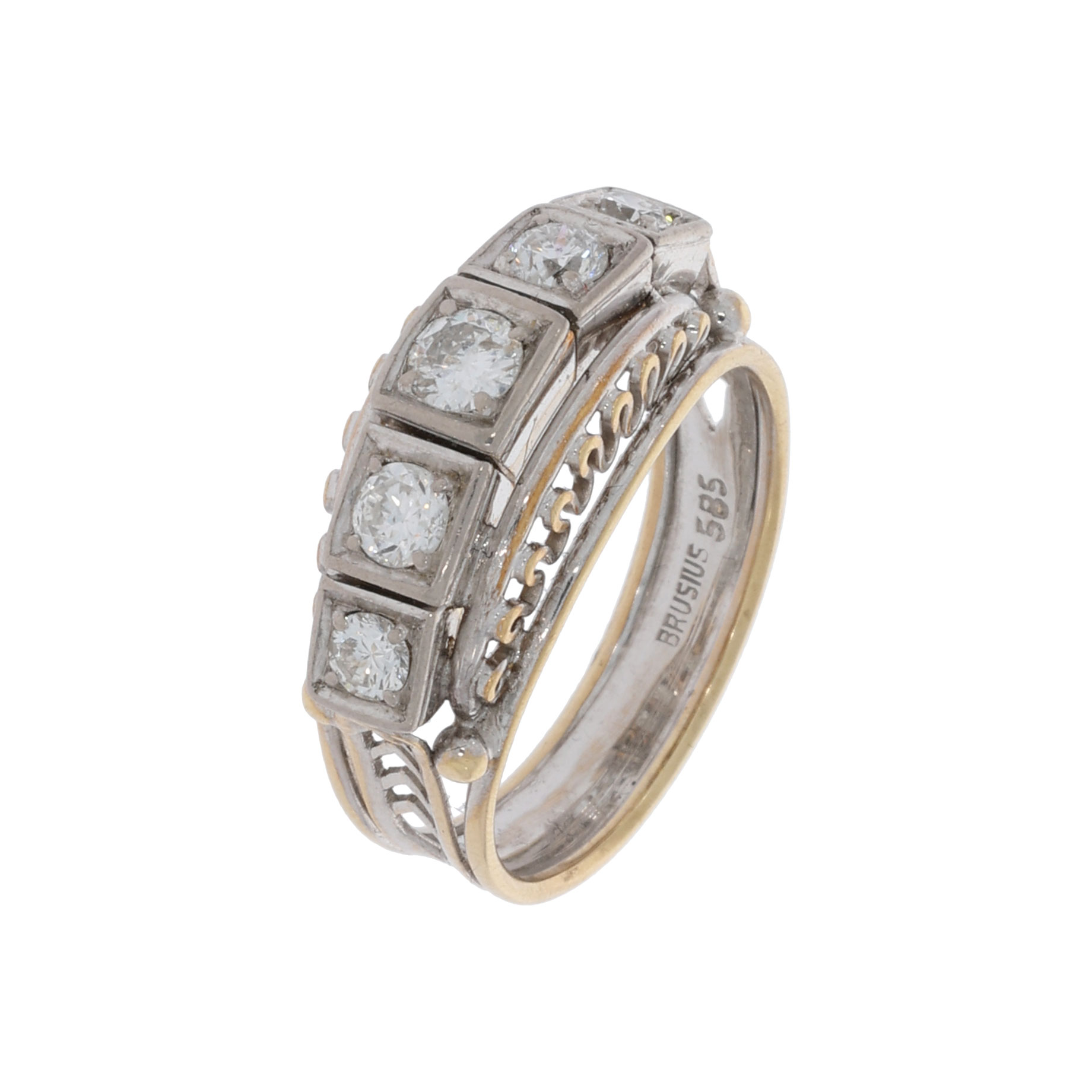Damen Diamant Ring Gelb- & Weißgold 585/14K. Gr. 57