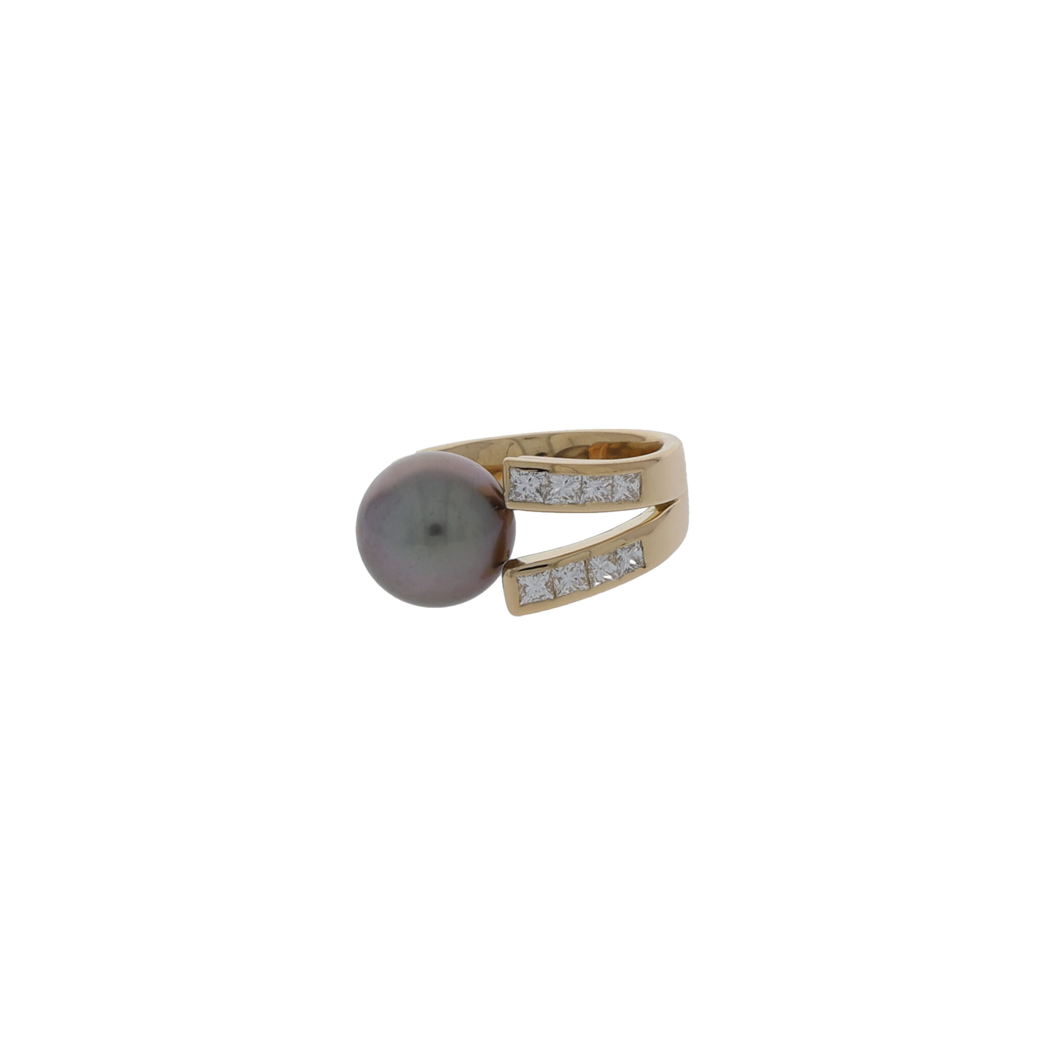 Tahiti Perlen Ring Gr.52 Gelbgold 750 / 18K mit 0,5ct Diamanten