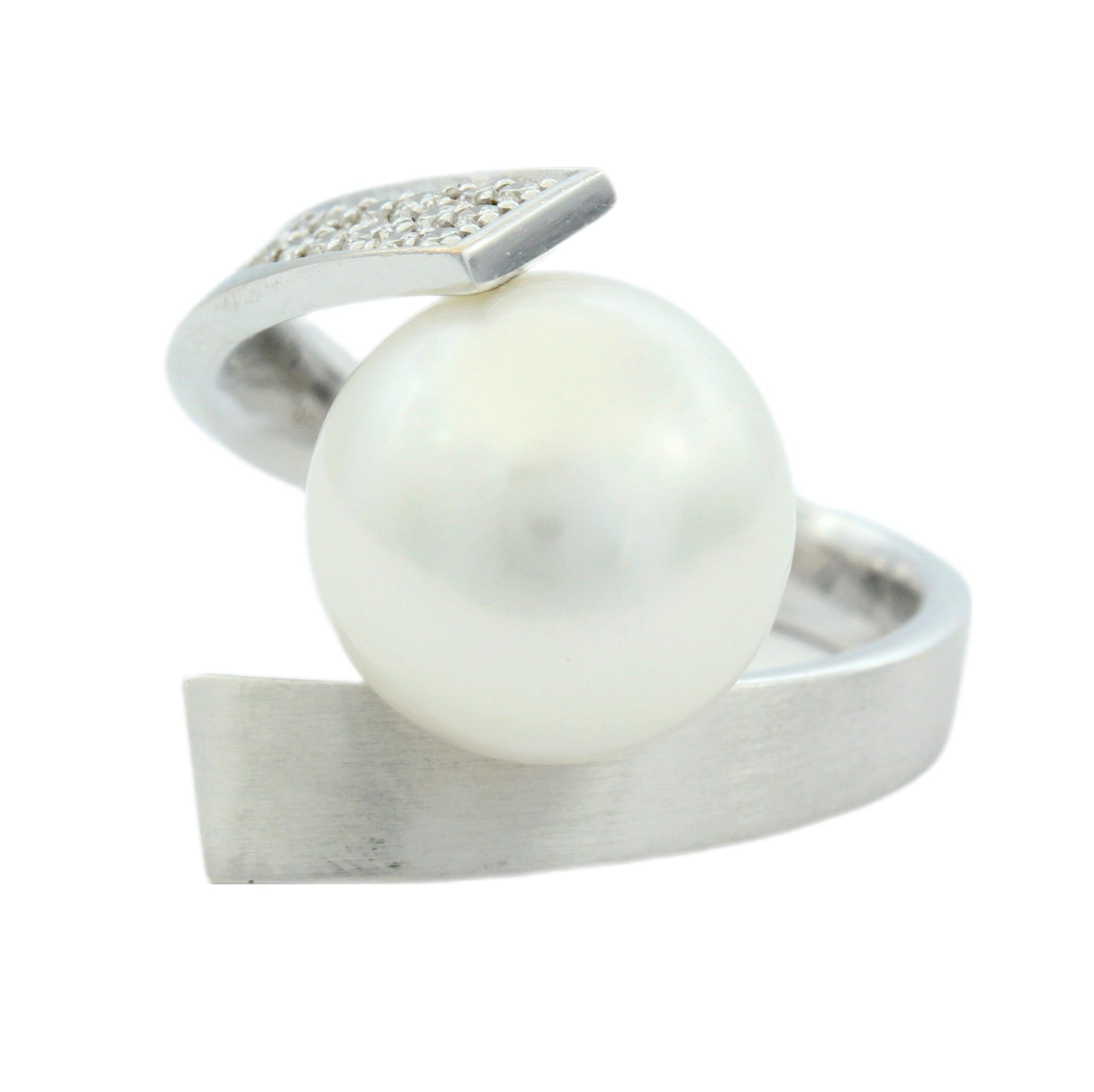 South Sea Perlen Ring Weißgold 750 / 18K mit ca. 0,23ct Diamanten