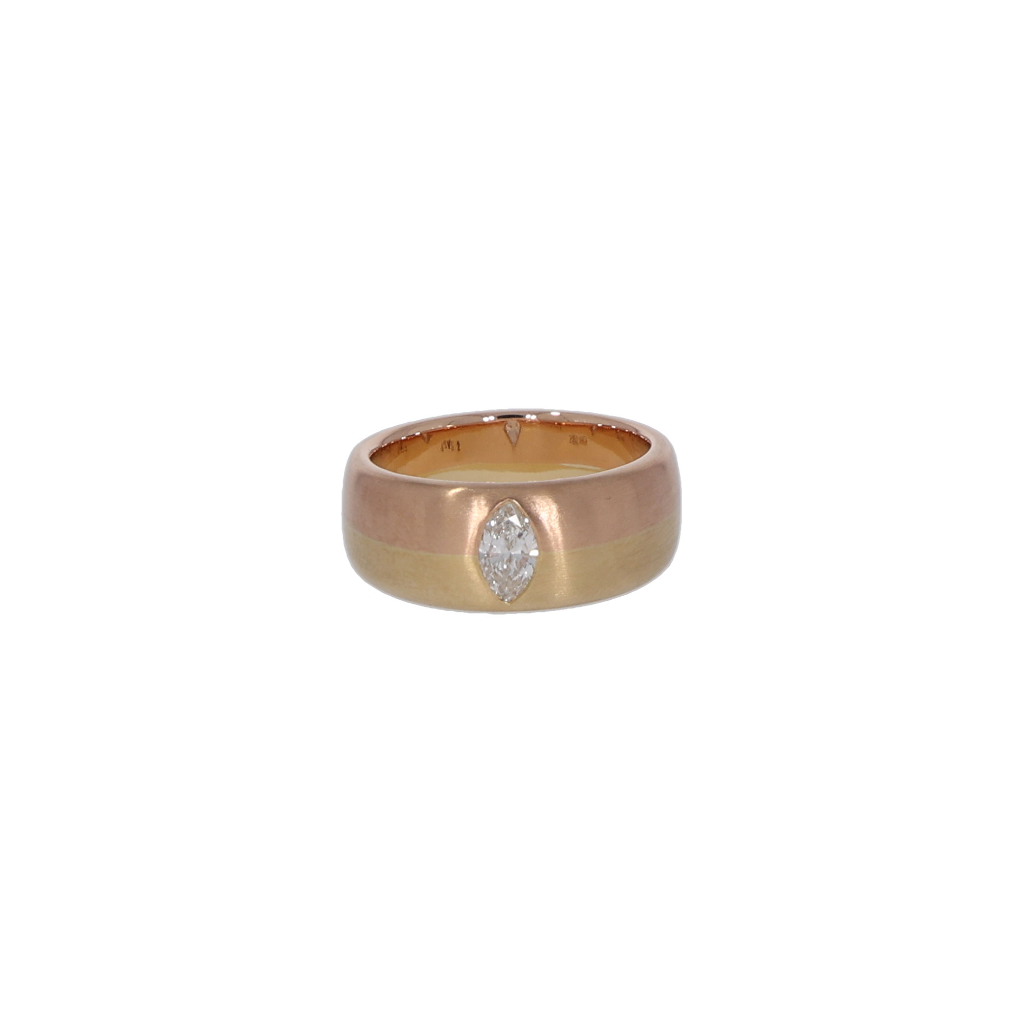 Ring Gr.58 Bicolor 750 / 18K mit Diamant Marquise ca. 0,5ct