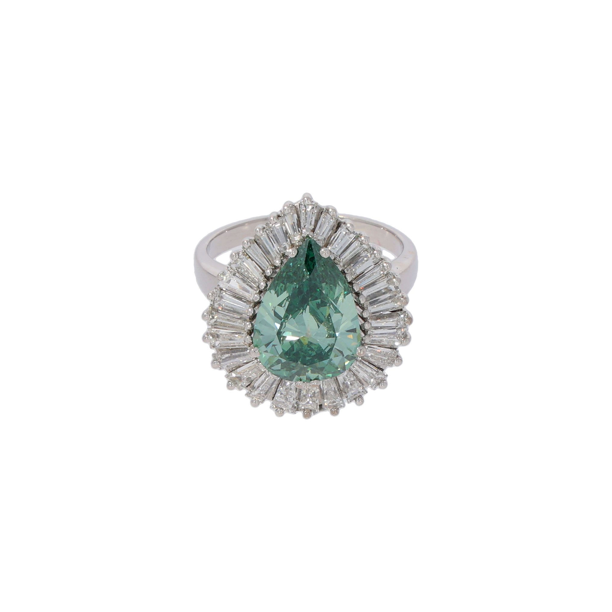 Grüner Diamant Tropfen Ring Gr.55 750 / 18K HRD / GIA Zertifikat