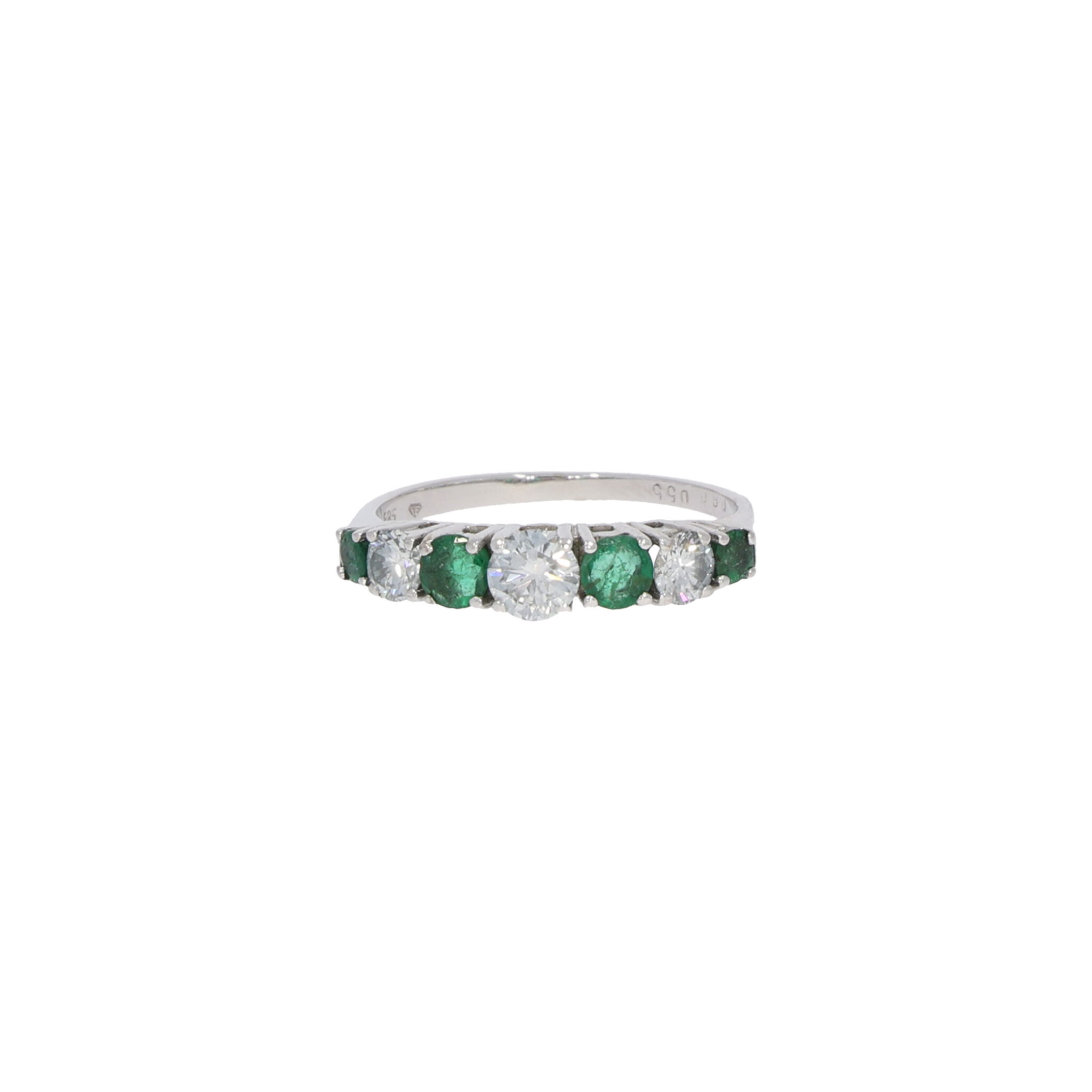 Ring in Weißgold 585 / 14K mit Diamanten und Smaragde 