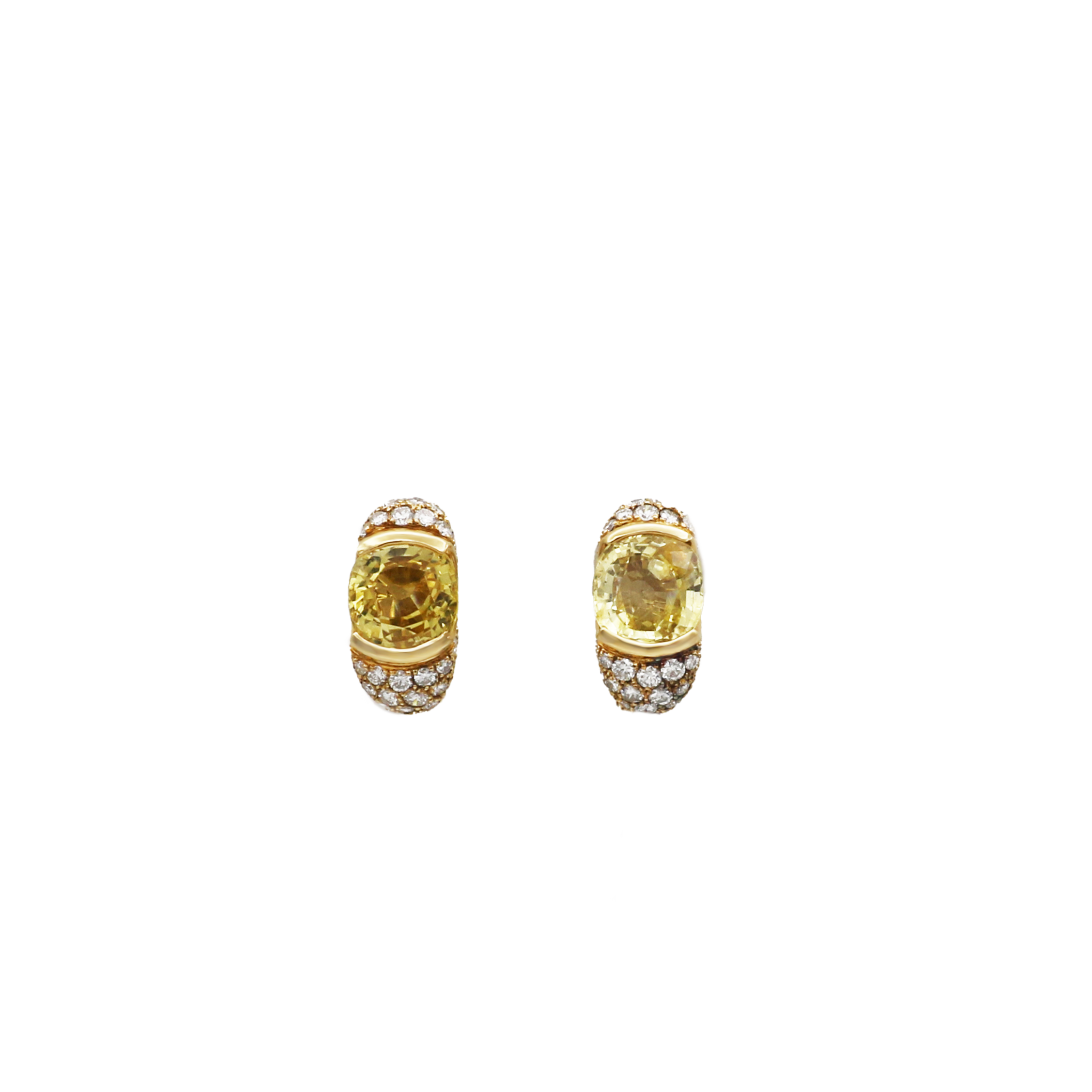 Cartier Paris Ohrclips Gelbgold 750 / 18K mit Diamanten und Saphiren 