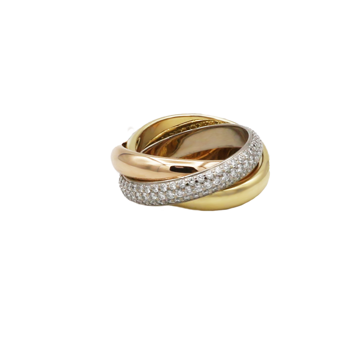Cartier "Trinity" Ring Gr.51 ca. 1,0ct Diamanten Tricolor 750/ 18K