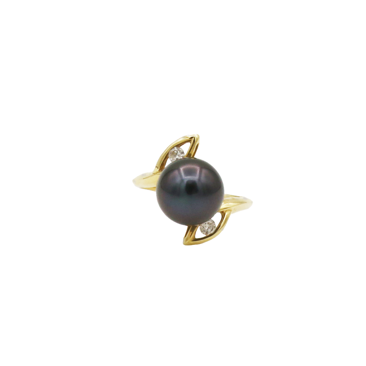 Tahiti Perlen Ring Gr.55 Gelbgold 750 / 18K mit ca. 0,12ct Diamanten